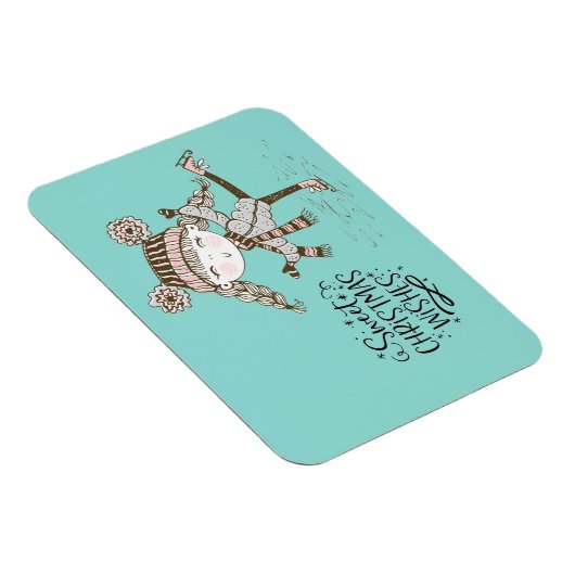 スウィートクリスマスウィズアイススケートで滑る マグネット (右側)