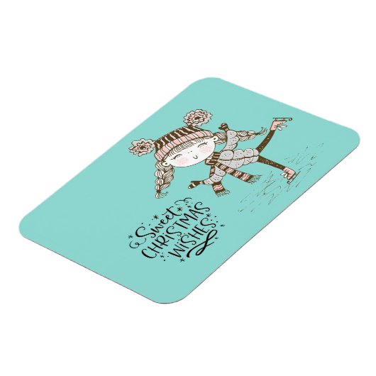 スウィートクリスマスウィズアイススケートで滑る マグネット (左側)