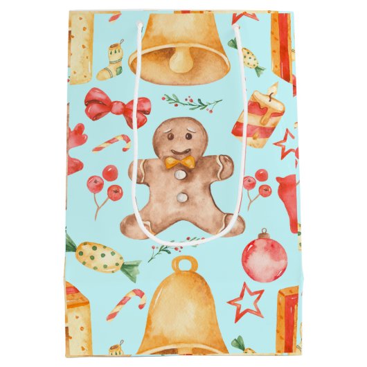 スウィートクリスマスクッキーとキャンディー ミディアムペーパーバッグ (裏面)