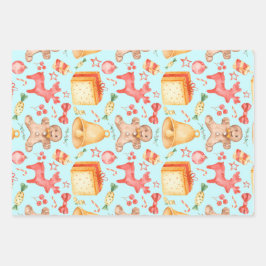 スウィートクリスマスクッキーとキャンディー ラッピングペーパーシート