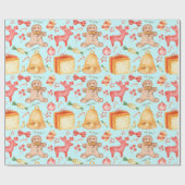 スウィートクリスマスクッキーとキャンディー ラッピングペーパー (フラット)