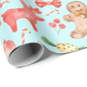 スウィートクリスマスクッキーとキャンディー ラッピングペーパー (ロールコーナー)