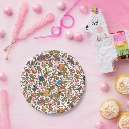 スウィートクリスマスジンジャーブレッドマンキャンディケインディライト ペーパープレート (パーティー)