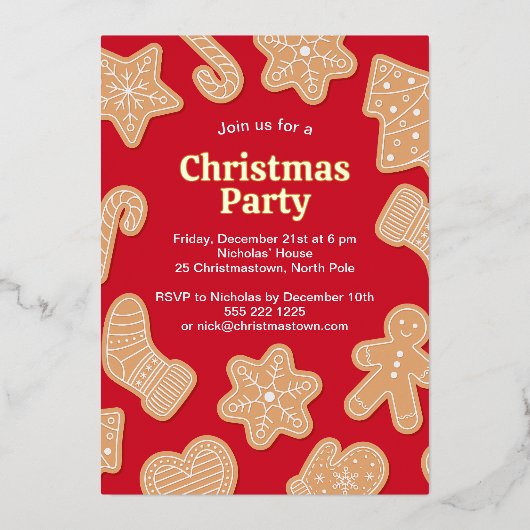 スウィートクリスマスジンジャーブレッドCookie 箔招待状 (正面)