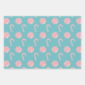 スウィートクリスマスパターンキャンディーケーンホリデー ラッピングペーパーシート (正面2)