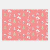 スウィートクリスマスパターンキャンディーケーンホリデー ラッピングペーパーシート (正面)