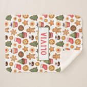 スウィートクリスマスパーソナライズされたベビー名She シェルパブランケット (正面(横))