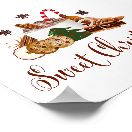 スウィートクリスマスフラプチーノクッキーシナモンアート ポスター (角)
