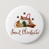 スウィートクリスマスフラプチーノクッキーシナモンアート 缶バッジ (正面)
