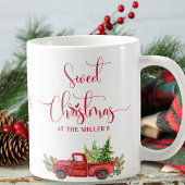 スウィートクリスマスヴィンテージレッドトラックホリデー コーヒーマグカップ