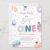 スウィートクリームお祝いスウィートワンバースデーパーティー 招待状 (正面)