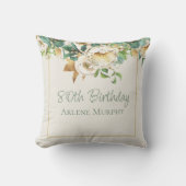 スウィートクリームバラ80誕生日 クッション (正面)