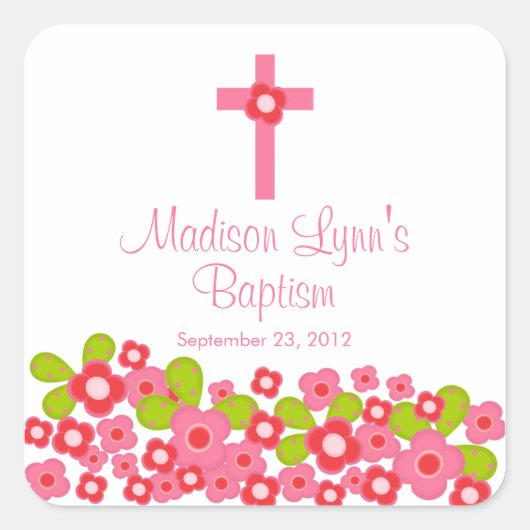 スウィートクロスピンクフローラバプテスミフシーシール スクエアシール (正面)