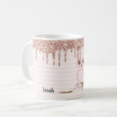 スウィートグリッターガーリーピンクフクロウ コーヒーマグカップ (正面左)