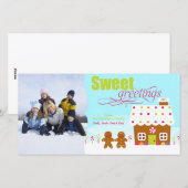 スウィートグリーティングジンガーブレッドハウスホリデーフォトカード シーズンカード (正面/裏面)