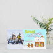 スウィートグリーティングジンガーブレッドハウスホリデーフォトカード シーズンカード (スタンド正面)