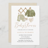 スウィートグリーンボホ子供部屋デコールベビーシャワー 招待状 (正面/裏面)