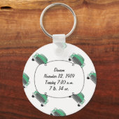 スウィートグリーンレトロ車の男の赤ちゃんギフト キーホルダー (正面)