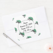 スウィートグリーンレトロ車の男の赤ちゃんギフト スクエアシール (封筒)