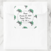 スウィートグリーンレトロ車の男の赤ちゃんギフト スクエアシール (バッグ)