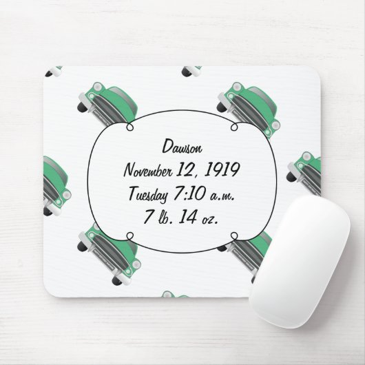 スウィートグリーンレトロ車の男の赤ちゃんギフト マウスパッド (マウス)
