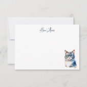 スウィートグレイパーソナライズされたキャット ノートカード (正面)