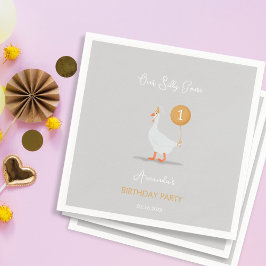 スウィートグレイ間抜けグースバースデーパーティー スタンダードカクテルナプキン