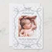 スウィートグレージンガムリボンボウ誕生のお知らせ 招待状 (正面)