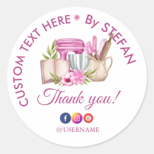 スウィートケーキベーカリー水の色ラウンドサンキュースティック ラウンドシール (正面)