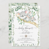 スウィートコアラベアーズトリプレットベビーベイビーシャワー招待状 招待状 (正面/裏面)