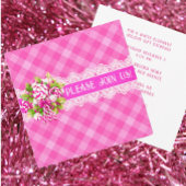 スウィートコテージピンクパープルフラットホリデー招待状 シーズンカード