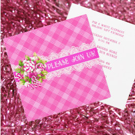 スウィートコテージピンクパープルフラットホリデー招待状 シーズンカード