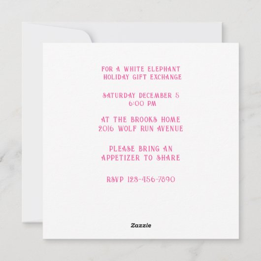 スウィートコテージピンクパープルフラットホリデー招待状 シーズンカード (裏面)