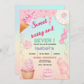 スウィートサッシアンドセブンキャンディ誕生日 招待状 (正面/裏面)
