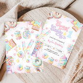 スウィートサッシアンドワンパステルキャンディファースト誕生日 招待状