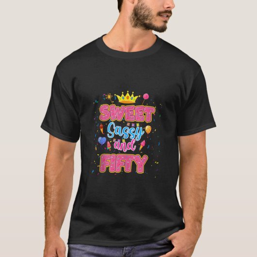 スウィートサッシーと50誕生日ガールテーマ50年 Tシャツ (正面)