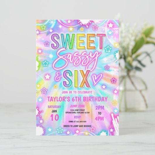 スウィートサッシーと6つのネオングロー6th誕生日パーティー 招待状 (スタンド正面)