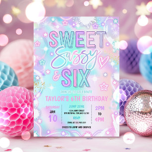 スウィートサッシーと6つのネオングロー6th誕生日パーティー 招待状