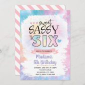 スウィートサッシーと6人の絞り染め誕生日の招待状 招待状 (正面/裏面)