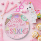 スウィートサッシーと6歳の誕生日パーティー紙プレート。 ペーパープレート (パーティー)