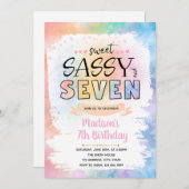 スウィートサッシーと7人の絞り染め誕生日の招待 招待状 (正面/裏面)