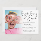 スウィートサッシーセブンフォトオーバーレイガール7誕生日 招待状 (正面)