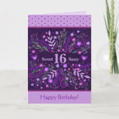 スウィートサッシー16誕生日フローラパープルインスピレーション カード (正面)