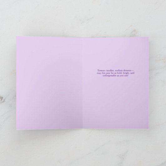 スウィートサッシー16誕生日フローラパープルインスピレーション カード (内部)