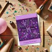 スウィートサッシー16誕生日フローラパープルインスピレーション カード