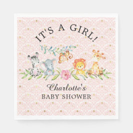 スウィートサファリアニマルズベビーシャワー紙ナプキンス スタンダードランチョンナプキン