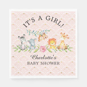 スウィートサファリアニマルズベビーシャワー紙ナプキンス スタンダードランチョンナプキン