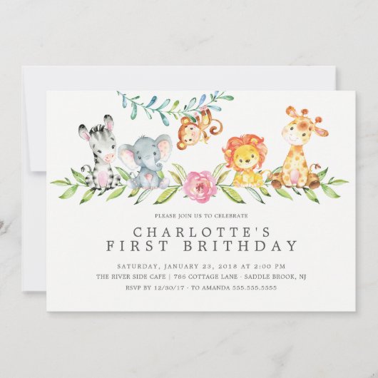 スウィートサファリガールズ誕生日招待状 招待状 (正面)