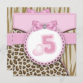 スウィートサファリガールズ5thバースデーパーティー 招待状 (正面/裏面)