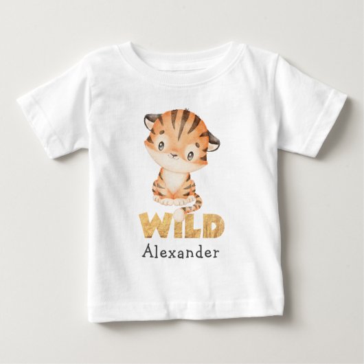 スウィートサファリベビータイガー誕生日 ベビーTシャツ (正面)
